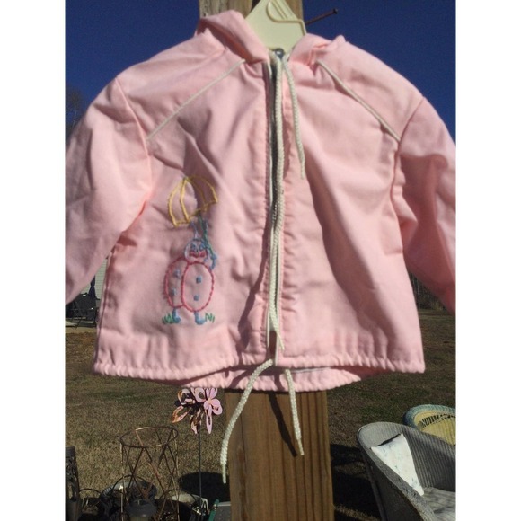 Vintage tidykins baby’s jacket size 18 24 months pink embroidered hooded READ - Picture 2 of 11